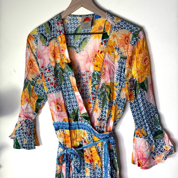 Farm Rio for Anthropologie Camila Wrap Dress Maxi Floral Women’s Size Medium - Picture 7 of 11